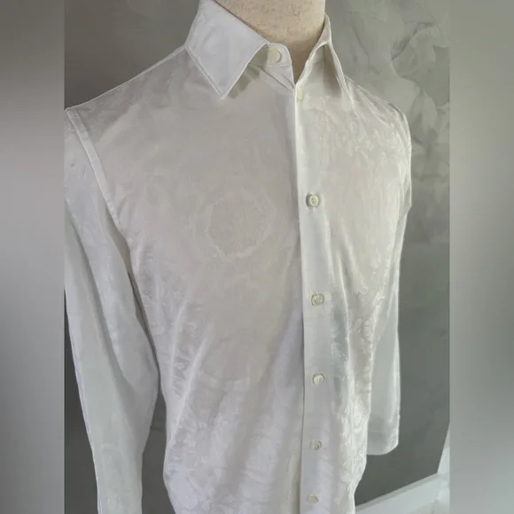 Versace Barocco Jacquard Long Sleeve Shirt Size 37 IT. PRISTINE CONDITION - Picture 7 of 16